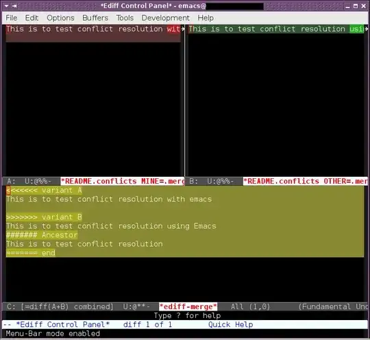 A screenshot of the ediff interface