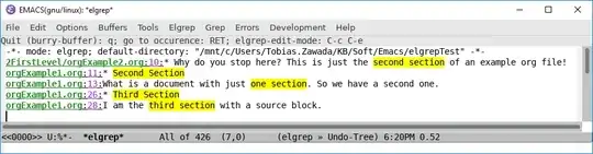 search results in the *elgrep* buffer