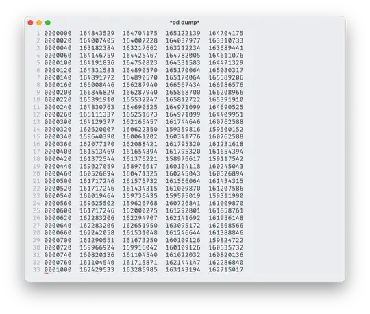 unint32 od dump