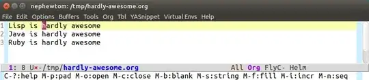 Minibuffer shows several M- shortcuts