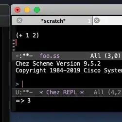 screenshot of eval'ing a scheme sexp in geiser+shez