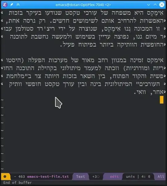 Normal mode, text displayed fine.