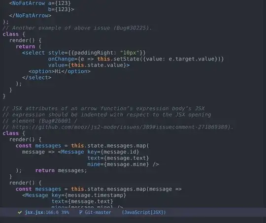 screenshot of JSX highlighted in Emacs