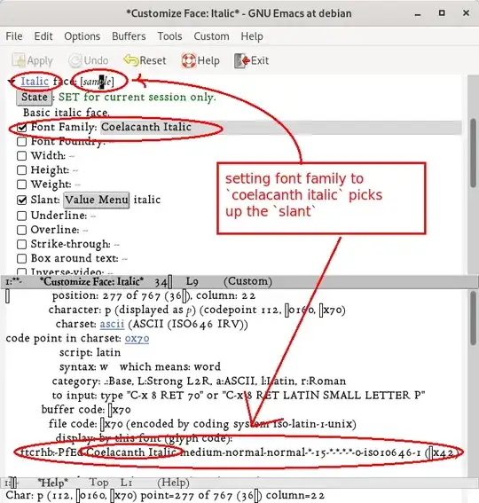 Use the newly defined Coelocanth Italic family for `italic face