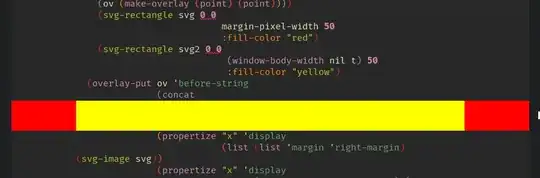 red-yellow line inserted in the middle of some code