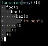 A tabified file showing spaces and tabs