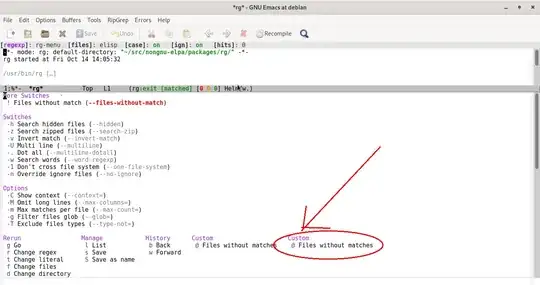 A custom command rg-files-without-match defined with rg-define-search