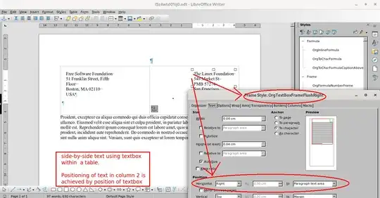 Side by Side text using Textbox in a Table