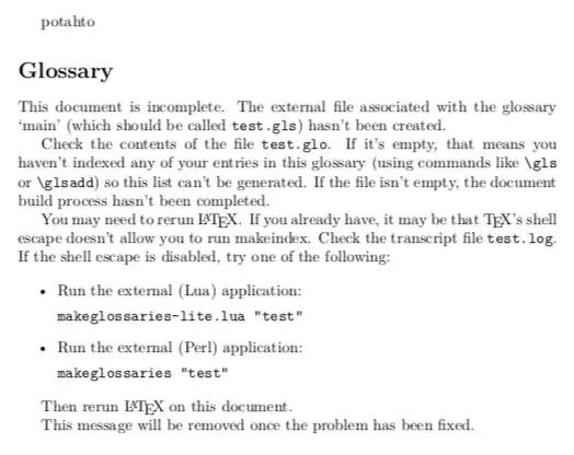 Glossary error