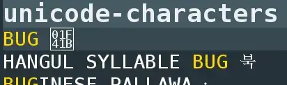 helm-unicode display of U+1F41B