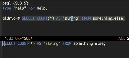 At the top, sql-interactive mode, at the bottom, sql-mode