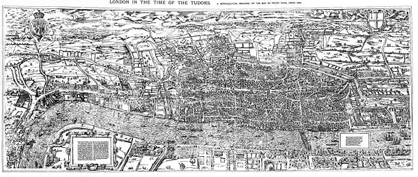 Image 22The "Woodcut" map of London, formally titled Civitas Londinum (c. 1561) (from History of London)