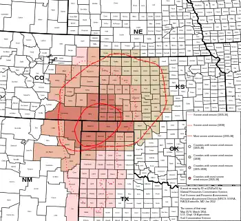 Area affected by 1930s Dust Bowl.