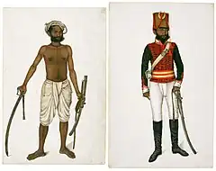 Kala, the Sepoy, with Saber Drawn and in Uniform. 1815–1816. The David Collection