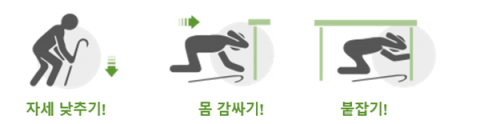 떨어뜨리다, 덮다, 붙들다