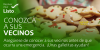 El hombre del pan de jengibre formó galletas en un plato. El texto dice: Conozca a suocurra una emergencis vecinos. Asegúrese de conocer a sus vecinos antes de que a. ¡Unas galletitas ayudan! Resolver estar listo.