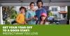 A family making an emergency kit in their garage. Get your year off to a good start: protect what you love.