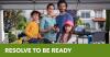 A family making an emergency kit in their garage. Resolve to be ready.